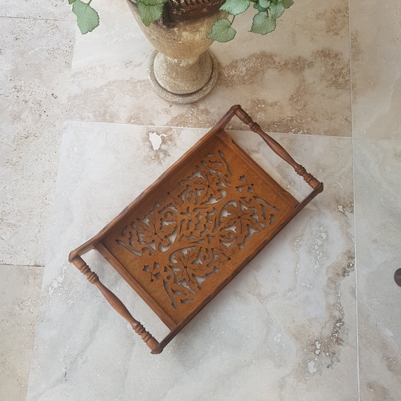 Vintage Other - Wood Carved Serving Tray